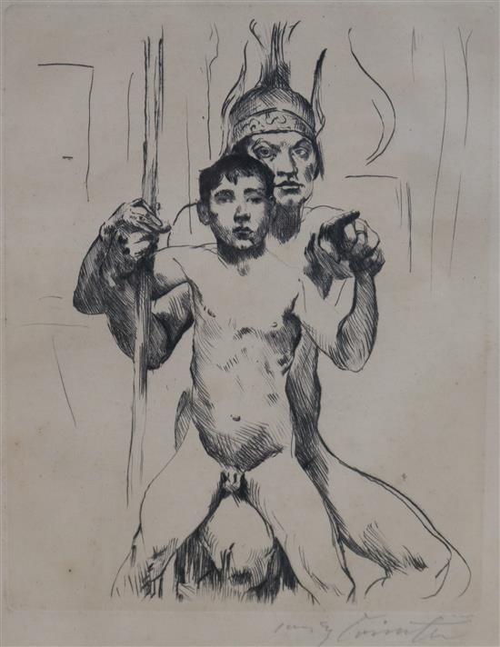 Sir William Nicholson, lithograph, London Types Quatorzains, 25 x 23cm and an etching